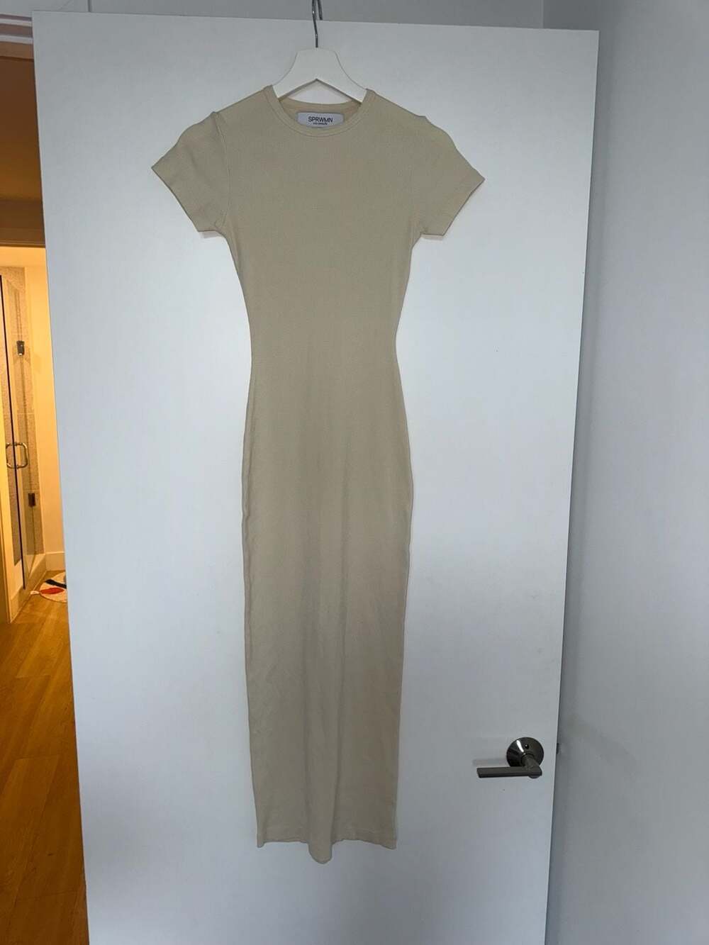 SPRWMN Los Angeles Ribbed Midi Dress Cream